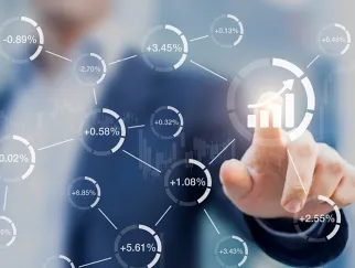 Ein Finger, der ein Diagramm berührt