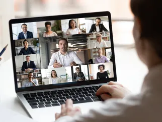 a woman using a laptop