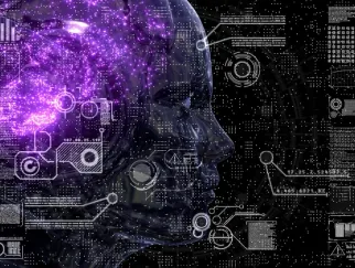 a close-up of a robot's head